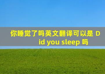 你睡觉了吗英文翻译可以是 Did you sleep 吗